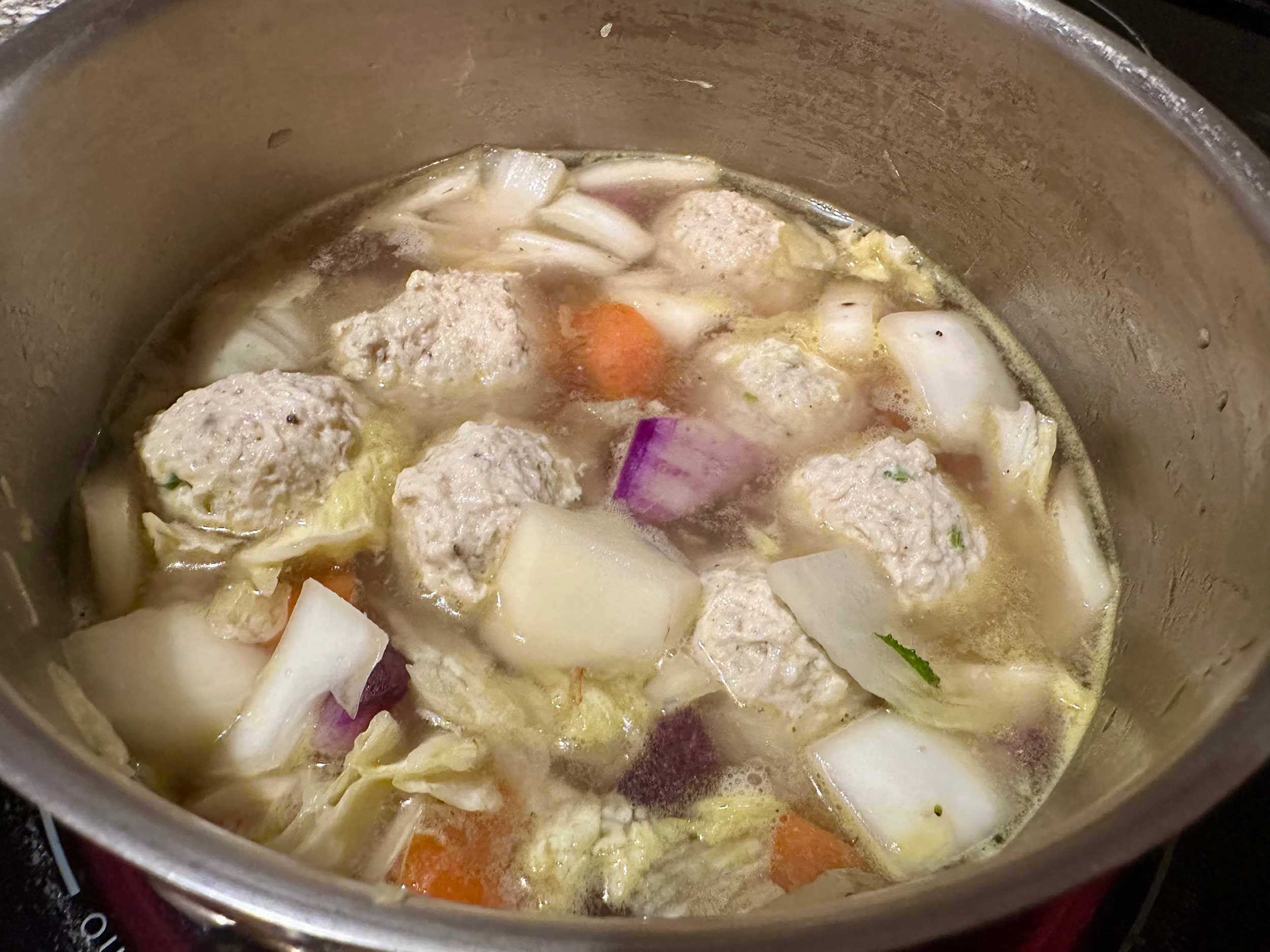 Chicken Balls and Winter Vegetable Miso Soup