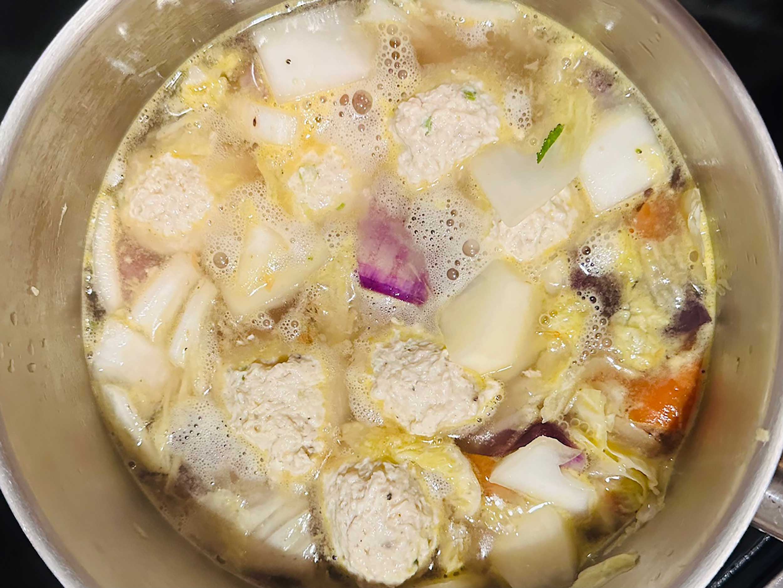 Chicken Balls and Winter Vegetable Miso Soup