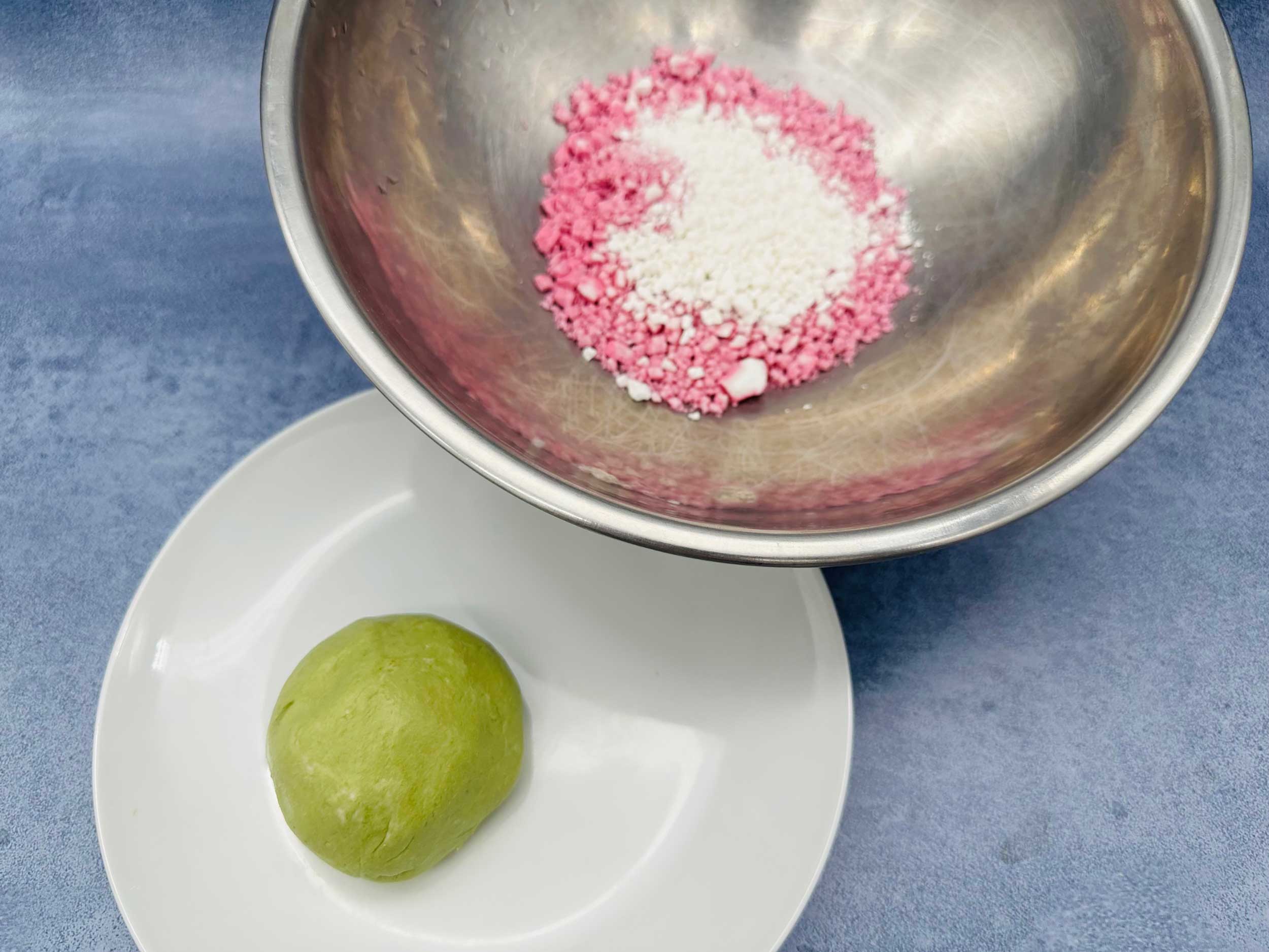 Festive Pomegranate and Matcha Mochi Balls