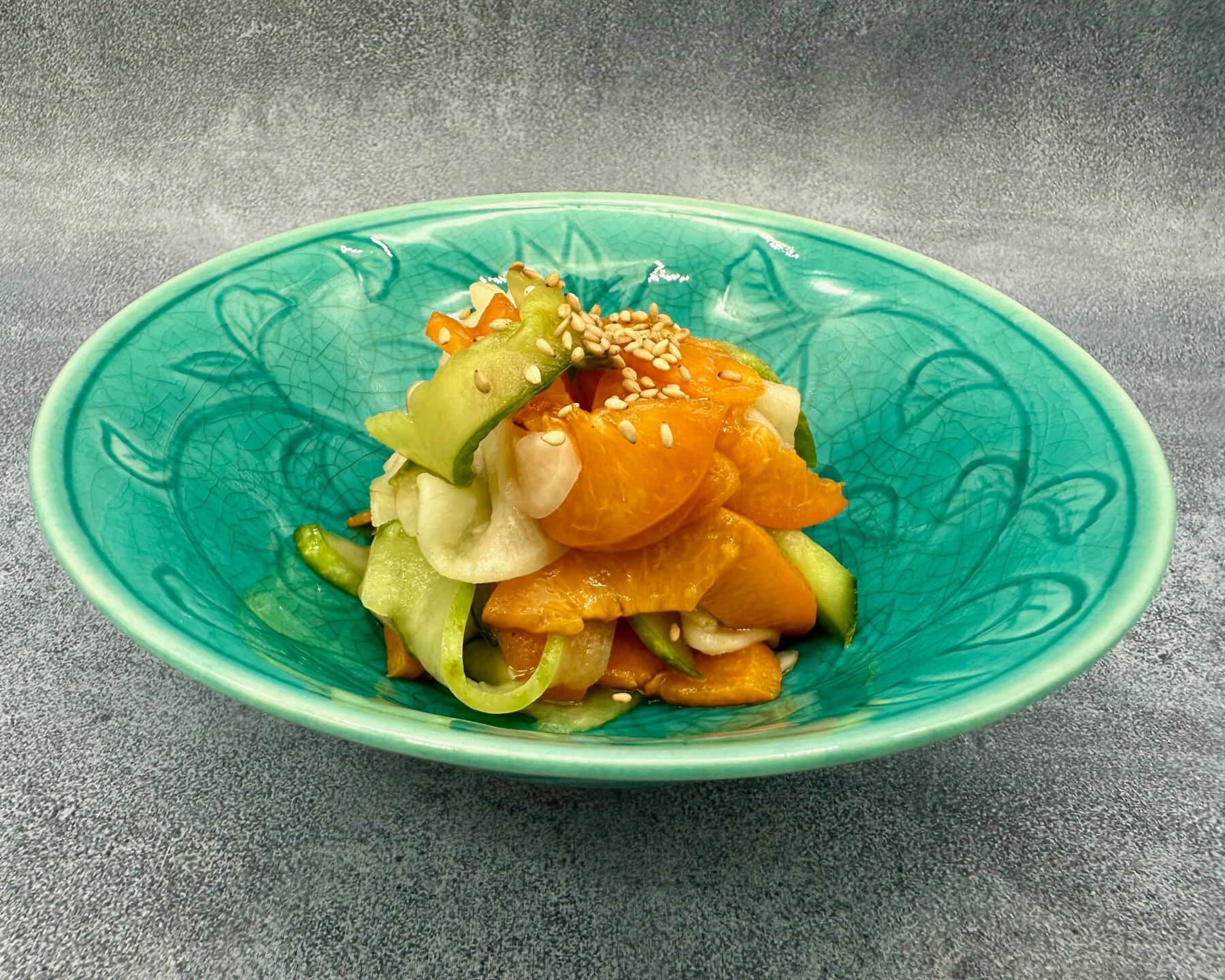 Cucumber, Turnip and Apricot Sunomono
