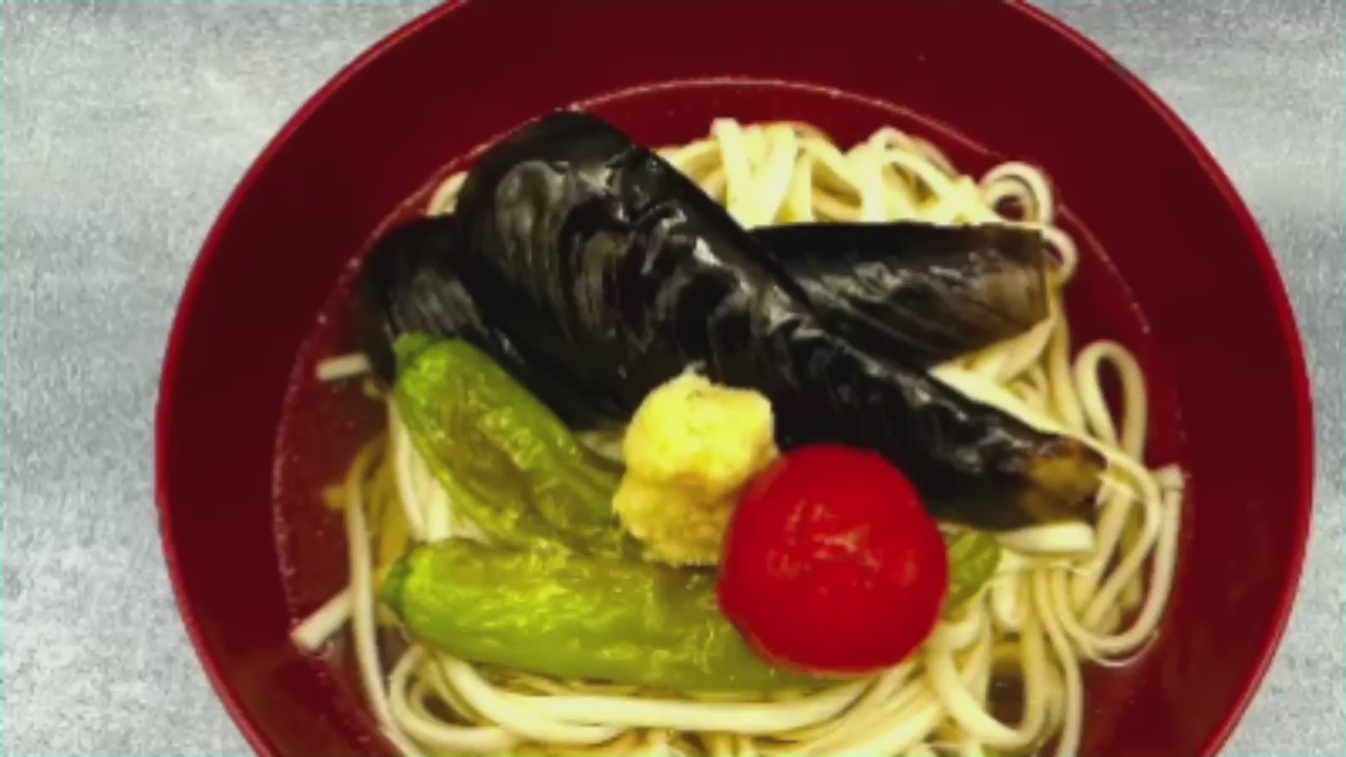 Load video: Fried Eggplant Udon